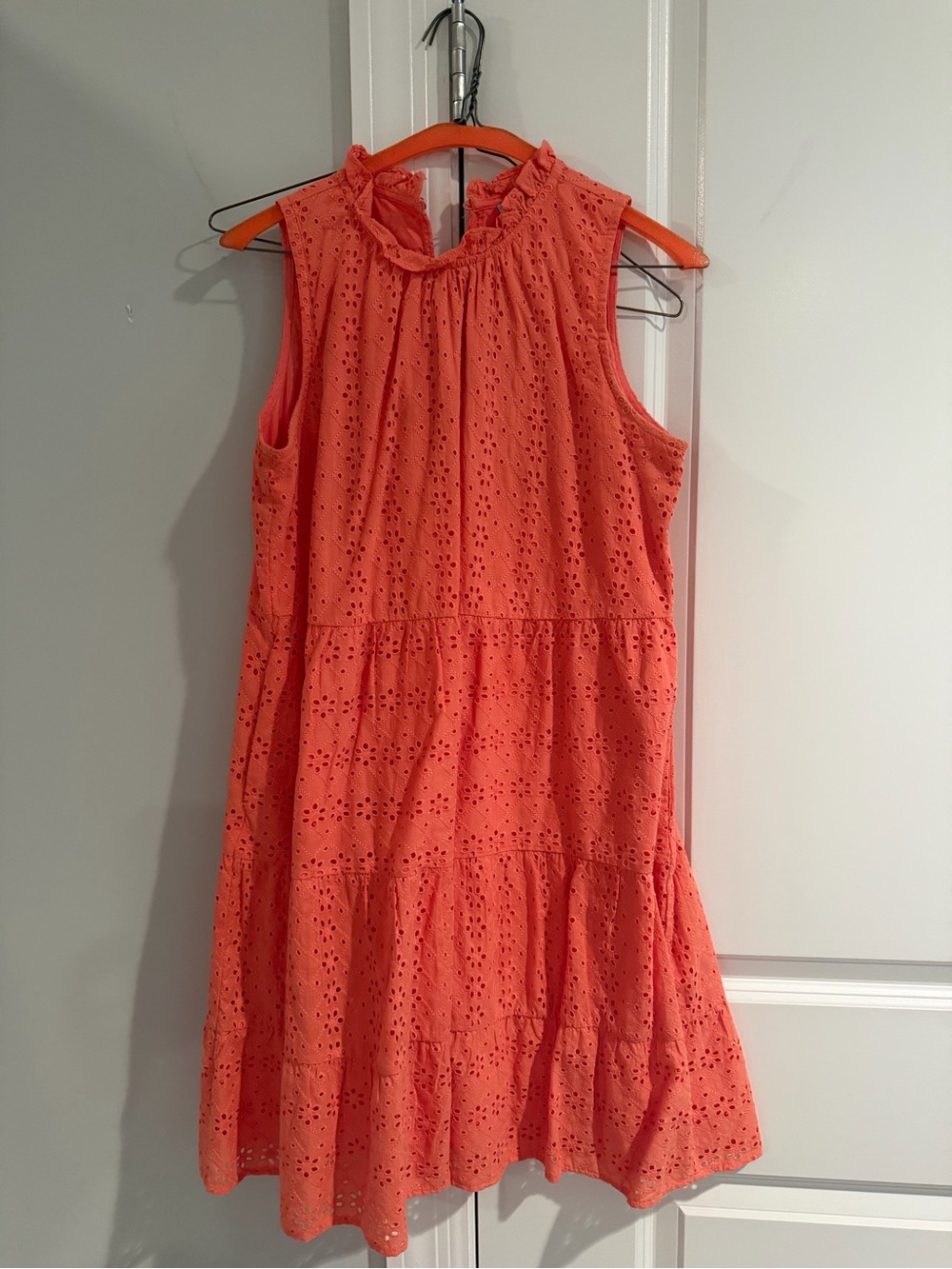 LOFT Coral Eyelet Mini Dress